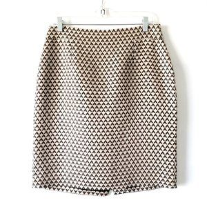 Banana Republic Black Neutral Gold Back Slit Geometric Straight Skirt Size 8